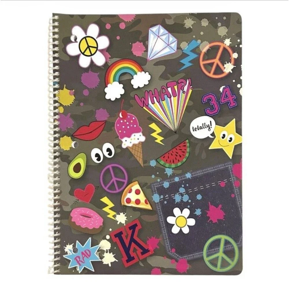 4x Decorative Spiral Notebooks -Fearless Female and Peace Sign